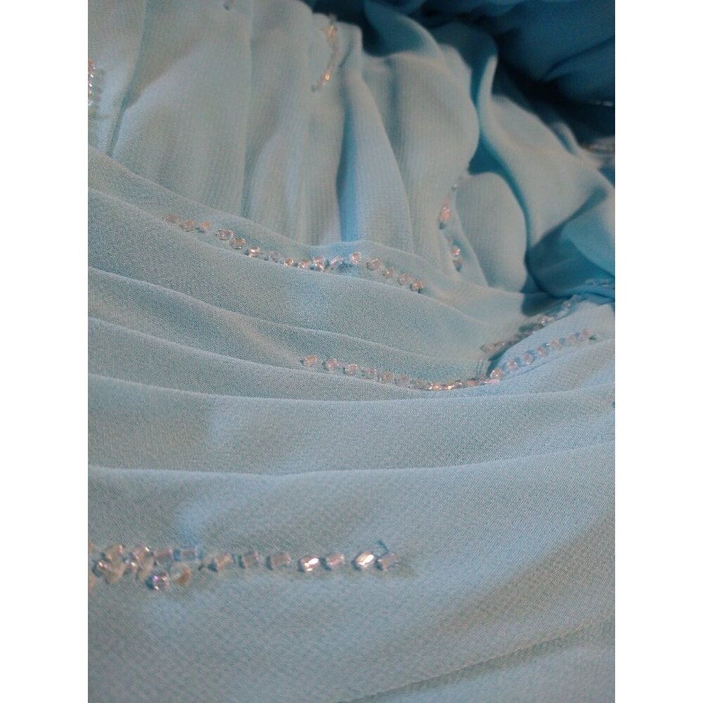 Jade by Jasmine Mother of the Bride Dress Petite P8 Maxi Blue Sparkly 3/4 Sleeve - Picture 6 of 7